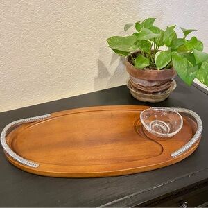 Nambe Braid Serving Board with Dipping Dish